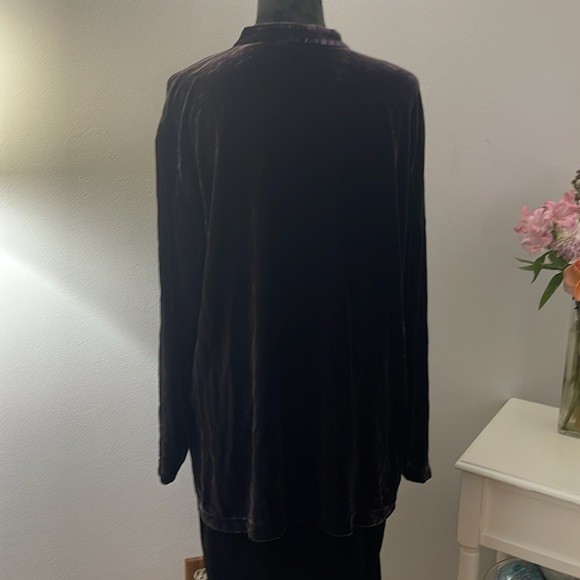 Elieen Fisher Deep Purple/Black Asian Look Velvet Top - Picture 5 of 11